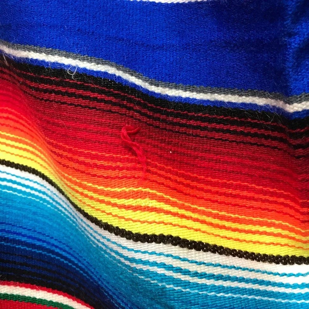 Thick Soft Mexican Falsa‎ Blanket Rainbow Striped Rustic Boho 60